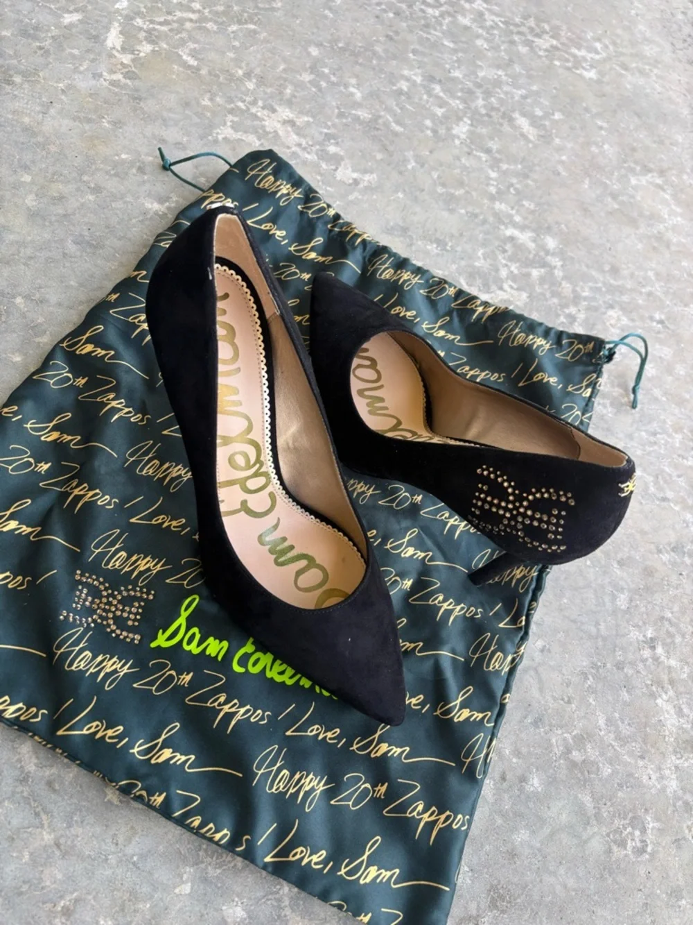 Sam Edelman Black Suede Pointed Toe Stiletto Pumps - Picture 2 of 4